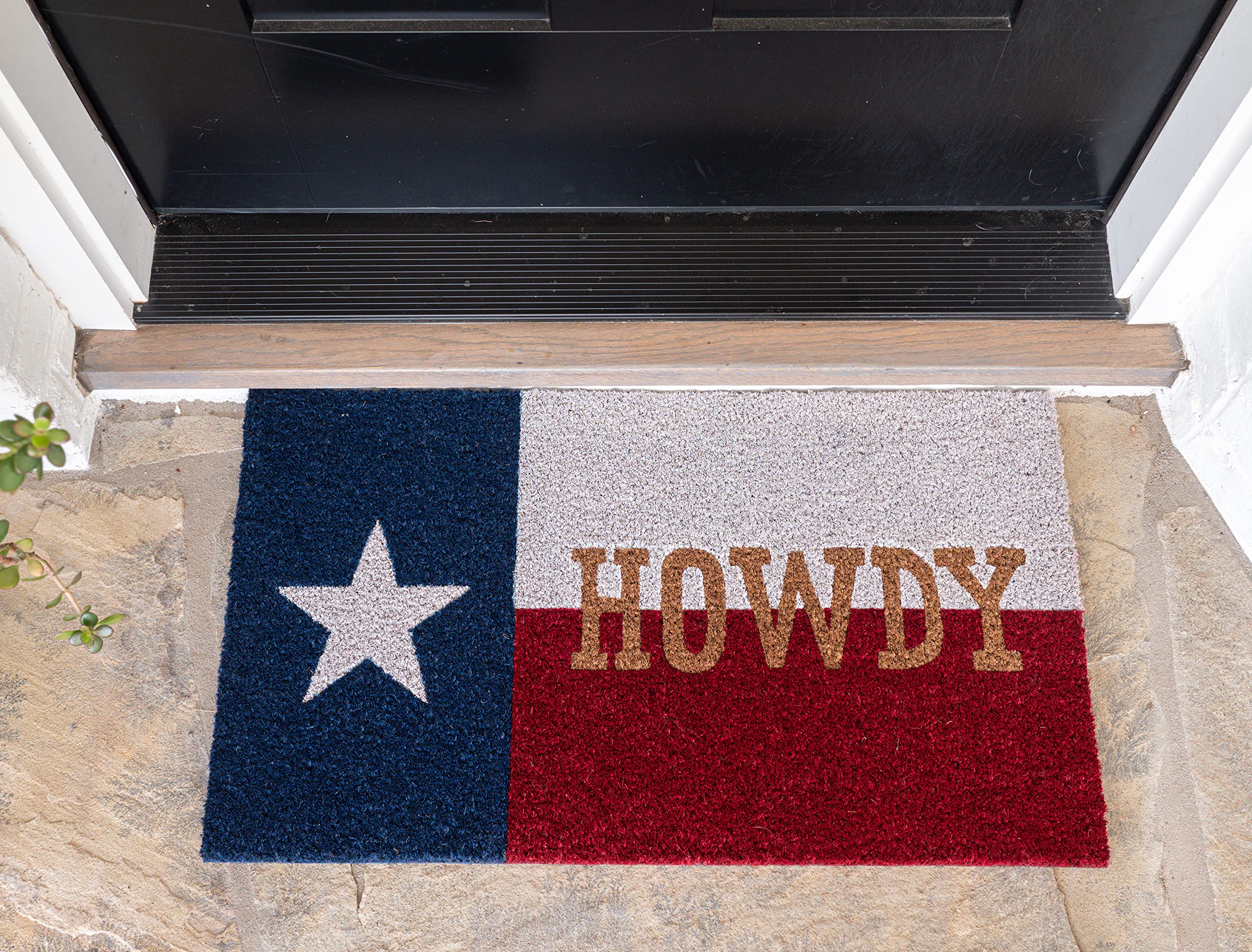 Kaf Home Howdy Texas Coir Doormat With Heavy-Duty, Weather Resistant, Non-Slip Pvc Backing | 17 By 30 Inches, 0.6 Inch Pile Heig